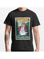 Visit Sunny Philadelphia Classic T-Shirt 100% Cotton, Gifts for Men Dad Husband Grandpa, S-XXXL, Black