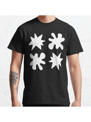 Kiki/ Bouba - white on black Classic T-Shirt 100% Cotton, Gifts for Men Dad Husband Grandpa, S-XXXL, Black