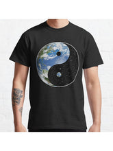 Earth and Space Yin Yang Symbol Classic T-Shirt 100% Cotton, Gifts for Men Dad Husband Grandpa, S-XXXL, Black