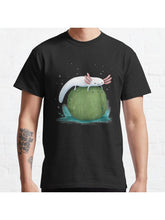 Axolotl on a Mossball Classic T-Shirt 100% Cotton, Gifts for Men Dad Husband Grandpa, S-XXXL, Black