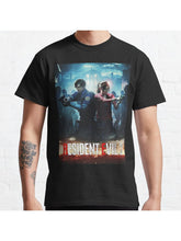 RESIDENT EVIL 2 REMAKE - LEON & CLAIRE Classic T-Shirt 100% Cotton, Gifts for Men Dad Husband Grandpa, S-XXXL, Black