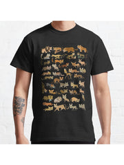 Wild Cats of the World Classic T-Shirt 100% Cotton, Gifts for Men Dad Husband Grandpa, S-XXXL, Black