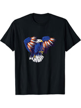 Flying Bald Eagle - Patriotic American Flag USA 4th July T-Shirt 180G 100% Cotton Printed Round Neck Short-Sleeve T-Shirt, Gifts for Men Dad Husband Grandpa, S-XXXL, Black