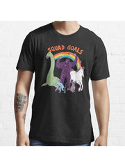Squad Goals Essential T-Shirt 100% Cotton, Gifts for Men Dad Husband Grandpa, S-XXXL, Black