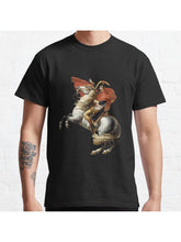 Napoleon Crossing the Alps Classic T-Shirt 100% Cotton, Gifts for Men Dad Husband Grandpa, S-XXXL, Black