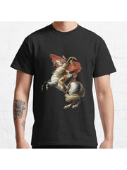 Napoleon Crossing the Alps Classic T-Shirt 100% Cotton, Gifts for Men Dad Husband Grandpa, S-XXXL, Black