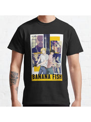 BANANA FISH official poster cover design Classic T-Shirt 100% Cotton, Gifts for Men Dad Husband Grandpa, S-XXXL, Black