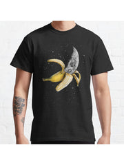Moon Banana! Classic T-Shirt 100% Cotton, Gifts for Men Dad Husband Grandpa, S-XXXL, Black