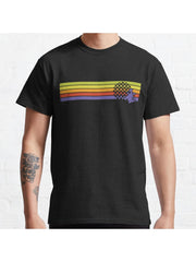 Retro Dragon Stripes Classic T-Shirt 100% Cotton, Gifts for Men Dad Husband Grandpa, S-XXXL, Black