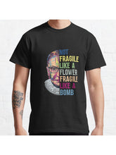 Ruth Bader Ginsburg RBG No Fragile Like Feminist Women Classic T-Shirt 100% Cotton, Gifts for Men Dad Husband Grandpa, S-XXXL, Black