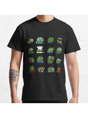 pepe peepo variety set (16 pepes edition) Classic T-Shirt 100% Cotton, Gifts for Men Dad Husband Grandpa, S-XXXL, Black