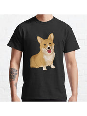 Cute smiling corgi Classic T-Shirt 100% Cotton, Gifts for Men Dad Husband Grandpa, S-XXXL, Black