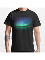 Beautiful northern lights Classic T-Shirt 100% Cotton, Gifts for Men Dad Husband Grandpa, S-XXXL, Black