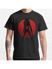 Widow Silhouette Emblem Classic T-Shirt 100% Cotton, Gifts for Men Dad Husband Grandpa, S-XXXL, Black