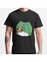 Frog Eating Pizza Classic T-Shirt 100% Cotton, Gifts for Men Dad Husband Grandpa, S-XXXL, Black