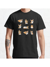 Kawaii Corgi Classic T-Shirt 100% Cotton, Gifts for Men Dad Husband Grandpa, S-XXXL, Black