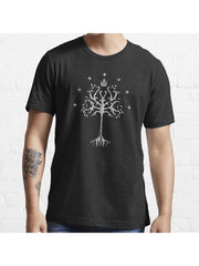 The White Tree Crest Essential T-Shirt 100% Cotton, Gifts for Men Dad Husband Grandpa, S-XXXL, Black