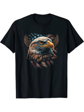 Bald Eagle 4th of July Gifts American Flag Distressed Retro T-Shirt 180G 100% Cotton Printed Round Neck Short-Sleeve T-Shirt, Gifts for Men Dad Husband Grandpa, S-XXXL, Black