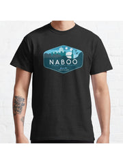 Naboo - Theed Royal Palace - Visit the Jewel of the Galaxy Classic T-Shirt 100% Cotton, Gifts for Men Dad Husband Grandpa, S-XXXL, Black