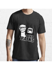 I like trains Essential T-Shirt 100% Cotton, Gifts for Men Dad Husband Grandpa, S-XXXL, Black