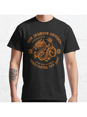 The Jasmine Dragon Tea Shop Classic T-Shirt 100% Cotton, Gifts for Men Dad Husband Grandpa, S-XXXL, Black