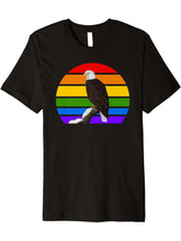 Bald Eagle Rainbow Bird Birdwatcher Songbird Diversity Premium T-Shirt 180G 100% Cotton Printed Round Neck Short-Sleeve T-Shirt, Gifts for Men Dad Husband Grandpa, S-XXXL, Black