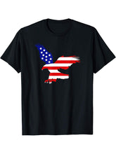 American Flag Bald Eagle Fourth of July T-Shirt 180G 100% Cotton Printed Round Neck Short-Sleeve T-Shirt, Gifts for Men Dad Husband Grandpa, S-XXXL, Black