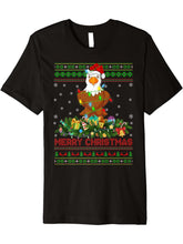 Funny Xmas Lighting Tree Santa Ugly Bald Eagle Christmas Premium T-Shirt 180G 100% Cotton Printed Round Neck Short-Sleeve T-Shirt, Gifts for Men Dad Husband Grandpa, S-XXXL, Black