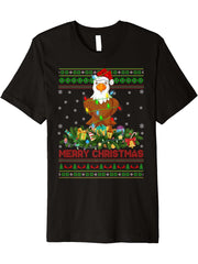 Funny Xmas Lighting Tree Santa Ugly Bald Eagle Christmas Premium T-Shirt 180G 100% Cotton Printed Round Neck Short-Sleeve T-Shirt, Gifts for Men Dad Husband Grandpa, S-XXXL, Black