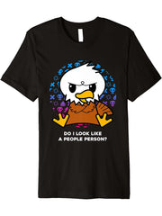 Do I Look Like A People Person Grumpy American Bald Eagle Premium T-Shirt 180G 100% Cotton Printed Round Neck Short-Sleeve T-Shirt, Gifts for Men Dad Husband Grandpa, S-XXXL, Black
