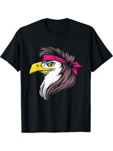Bald Eagle Mullet Pink Band Breast Cancer Awareness Animal T-Shirt 180G 100% Cotton Printed Round Neck Short-Sleeve T-Shirt, Gifts for Men Dad Husband Grandpa, S-XXXL, Black