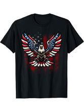 4th July Funny Bald Eagle American USA Flag Boys Girls Boy Girl T-Shirt 180G 100% Cotton Printed Round Neck Short-Sleeve T-Shirt, Gifts for Men Dad Husband Grandpa, S-XXXL, Black