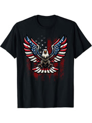 4th July Funny Bald Eagle American USA Flag Boys Girls Boy Girl T-Shirt 180G 100% Cotton Printed Round Neck Short-Sleeve T-Shirt, Gifts for Men Dad Husband Grandpa, S-XXXL, Black