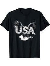 Bald Eagle USA Patriotic 4th Of July Independence Day T-Shirt 180G 100% Cotton Printed Round Neck Short-Sleeve T-Shirt, Gifts for Men Dad Husband Grandpa, S-XXXL, Black