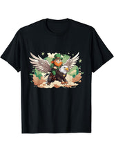 funny St Patricks irish leprechaun on an american bald eagle T-Shirt 180G 100% Cotton Printed Round Neck Short-Sleeve T-Shirt, Gifts for Men Dad Husband Grandpa, S-XXXL, Black