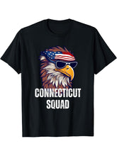 Connecticut Squad - Retro Bald Eagle American Flag Bandana T-Shirt 180G 100% Cotton Printed Round Neck Short-Sleeve T-Shirt, Gifts for Men Dad Husband Grandpa, S-XXXL, Black
