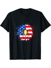 4th Of July Patriotic Bald Eagle USA Bird Lover T-Shirt 180G 100% Cotton Printed Round Neck Short-Sleeve T-Shirt, Gifts for Men Dad Husband Grandpa, S-XXXL, Black