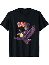Fourth Of July Abraham Lincoln Bald Eagle American Flag T-Shirt 180G 100% Cotton Printed Round Neck Short-Sleeve T-Shirt, Gifts for Men Dad Husband Grandpa, S-XXXL, Black