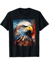 Bald Eagle Independence Day Eagle US Patriotic 4th July T-Shirt 180G 100% Cotton Printed Round Neck Short-Sleeve T-Shirt, Gifts for Men Dad Husband Grandpa, S-XXXL, Black