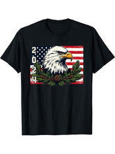 2024 Bald Eagle American Flag New Years Eagle Lovers Design T-Shirt 180G 100% Cotton Printed Round Neck Short-Sleeve T-Shirt, Gifts for Men Dad Husband Grandpa, S-XXXL, Black
