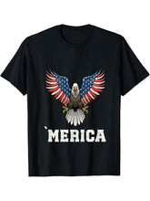 American Bald Eagle Eyes Shirt USA Flag Merica Patriotic Tee T-Shirt 180G 100% Cotton Printed Round Neck Short-Sleeve T-Shirt, Gifts for Men Dad Husband Grandpa, S-XXXL, Black