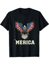 American Bald Eagle Eyes Shirt USA Flag Merica Patriotic Tee T-Shirt 180G 100% Cotton Printed Round Neck Short-Sleeve T-Shirt, Gifts for Men Dad Husband Grandpa, S-XXXL, Black