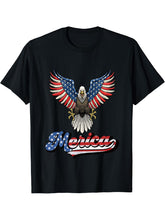 American Bald Eagle Eyes Shirt USA Flag Merica Patriotic Tee T-Shirt 180G 100% Cotton Printed Round Neck Short-Sleeve T-Shirt, Gifts for Men Dad Husband Grandpa, S-XXXL, Black