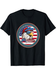 American Bald Eagle Eyes Shirt USA Flag Merica Patriotic Tee T-Shirt 180G 100% Cotton Printed Round Neck Short-Sleeve T-Shirt, Gifts for Men Dad Husband Grandpa, S-XXXL, Black