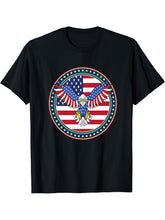 American Bald Eagle Eyes Shirt USA Flag Merica Patriotic Tee T-Shirt 180G 100% Cotton Printed Round Neck Short-Sleeve T-Shirt, Gifts for Men Dad Husband Grandpa, S-XXXL, Black