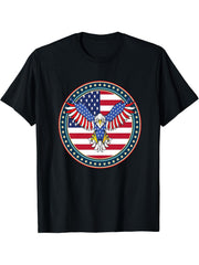 American Bald Eagle Eyes Shirt USA Flag Merica Patriotic Tee T-Shirt 180G 100% Cotton Printed Round Neck Short-Sleeve T-Shirt, Gifts for Men Dad Husband Grandpa, S-XXXL, Black