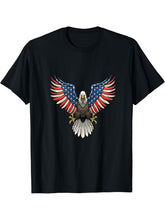 American Bald Eagle Eyes Shirt USA Flag Merica Patriotic Tee T-Shirt 180G 100% Cotton Printed Round Neck Short-Sleeve T-Shirt, Gifts for Men Dad Husband Grandpa, S-XXXL, Black