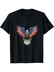 American Bald Eagle Eyes Shirt USA Flag Merica Patriotic Tee T-Shirt 180G 100% Cotton Printed Round Neck Short-Sleeve T-Shirt, Gifts for Men Dad Husband Grandpa, S-XXXL, Black