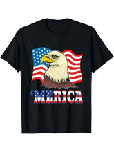 American Bald Eagle Eyes Shirt USA Flag Merica Patriotic Tee T-Shirt 180G 100% Cotton Printed Round Neck Short-Sleeve T-Shirt, Gifts for Men Dad Husband Grandpa, S-XXXL, Black