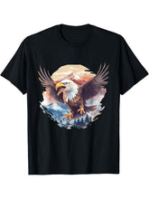 4th of july american flag bald eagle patriot T-Shirt 180G 100% Cotton Printed Round Neck Short-Sleeve T-Shirt, Gifts for Men Dad Husband Grandpa, S-XXXL, Black